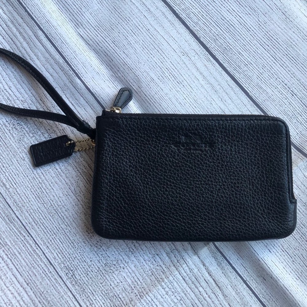Black Coach Leather Wristlet